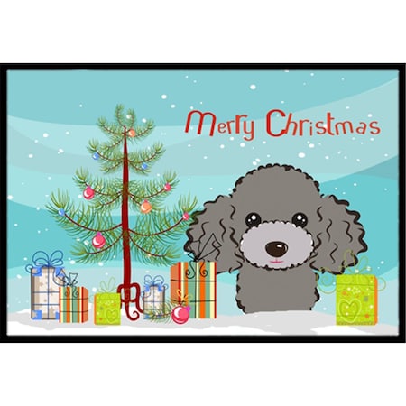 Carolines Treasures Christmas Tree and Silver Gray Poodle Indoor or Outdoor Mat- 18 x 27 BB1631MAT